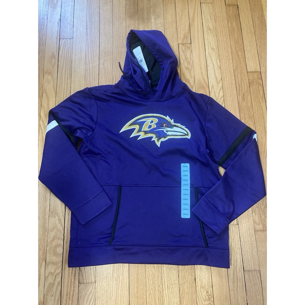 NFL Football‎ Baltimore Ravens Size Large Fleece Pullover Hooded Sweatshirt NWT